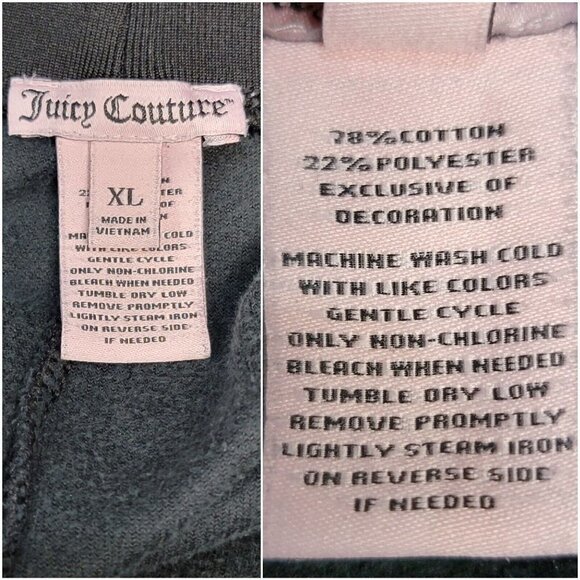 Juicy Couture Womens Zuma Velour Jogger Pants XL Classic Black Grunge Goth Y2K - Picture 15 of 16
